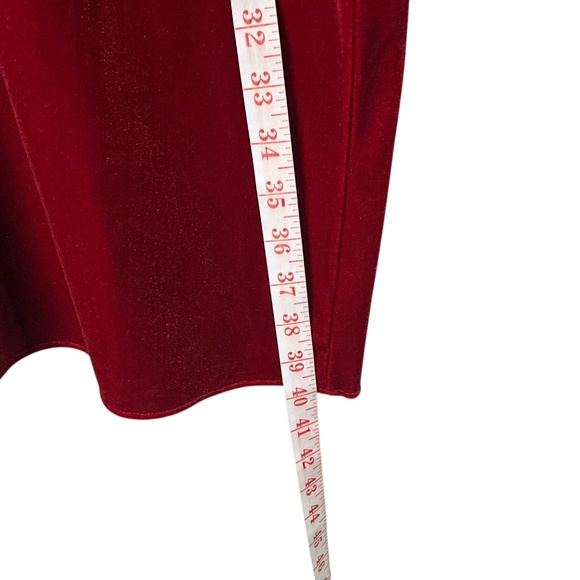 NINE WEST Red Velvet Long Sleeve Midi Dress Sz XL - Picture 6 of 9